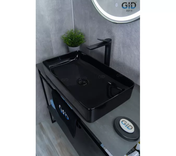 Накладная раковина для ванной Gid BL9396 черная глянцевая, изображение 5