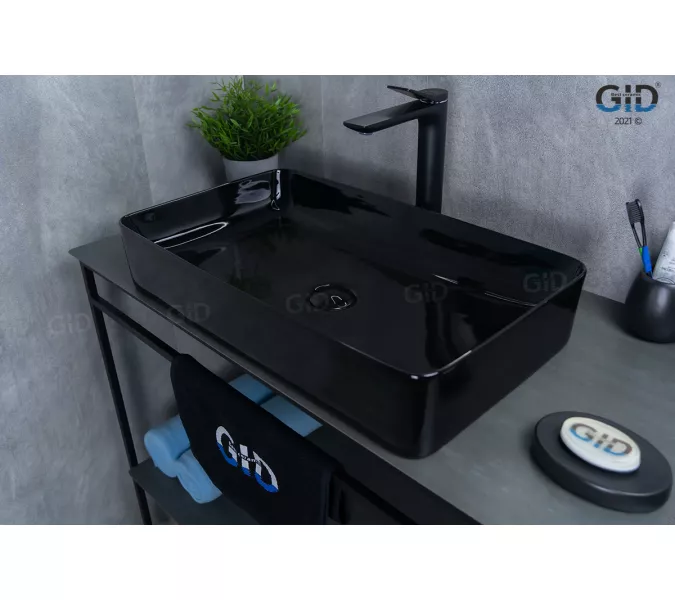 Накладная раковина для ванной Gid BL9396 черная глянцевая, изображение 4