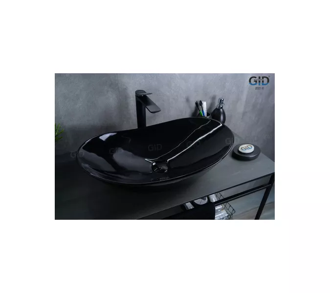 Накладная раковина для ванной Gid BL9811 черная глянцевая, Выбрать цвет: Черный глянцевый