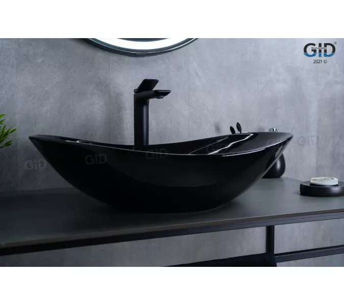 Накладная раковина для ванной Gid BL9811 черная глянцевая, Выбрать цвет: Черный глянцевый, изображение 3