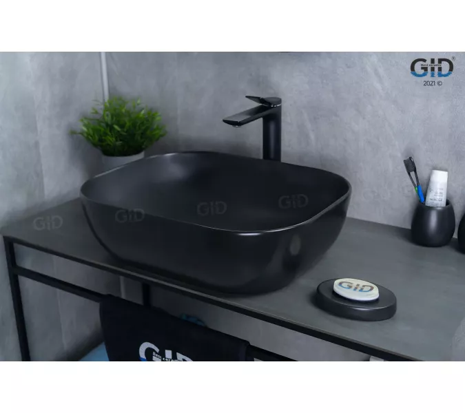Накладная раковина для ванной Gid Bm1302 черная матовая, Выбрать цвет: Черный матовый, изображение 6