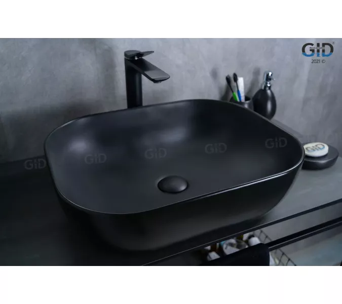 Накладная раковина для ванной Gid Bm1302 черная матовая, Выбрать цвет: Черный матовый, изображение 5