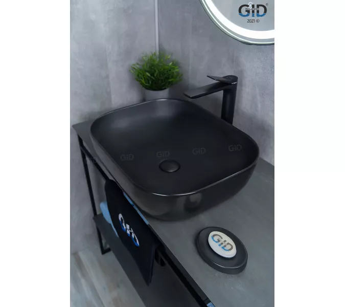 Накладная раковина для ванной Gid Bm1302 черная матовая, Выбрать цвет: Черный матовый, изображение 4