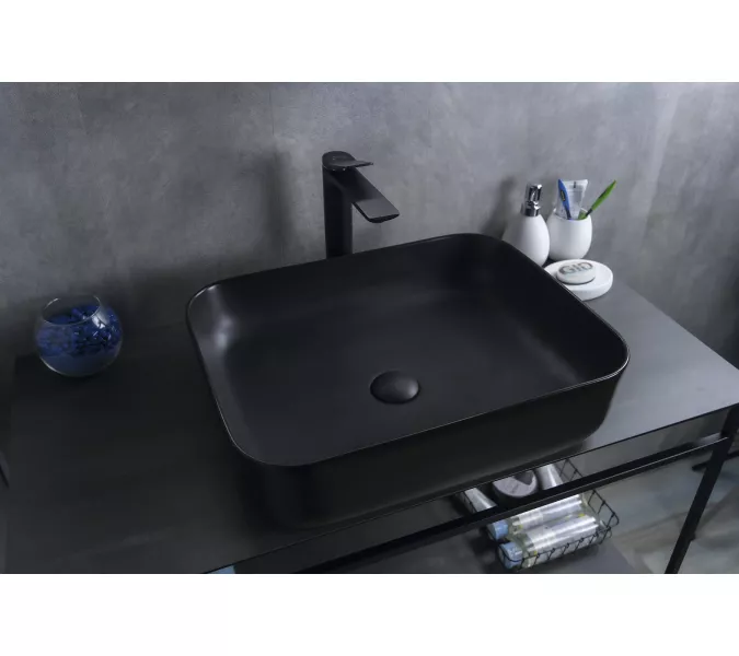Накладная раковина для ванной Gid Bm1304 черная матовая, Выбрать цвет: Черный матовый, изображение 3