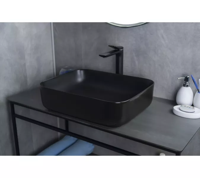 Накладная раковина для ванной Gid Bm1304 черная матовая, Выбрать цвет: Черный матовый, изображение 4
