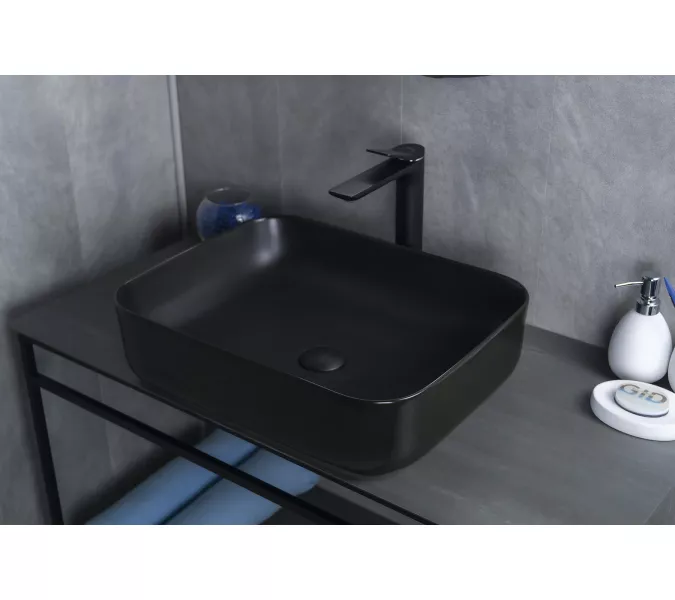 Накладная раковина для ванной Gid Bm1304 черная матовая, Выбрать цвет: Черный матовый, изображение 5