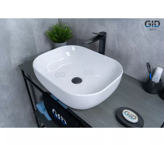 Накладная раковина для ванной Gid D1302 белая, Выбрать цвет: Белый, изображение 4