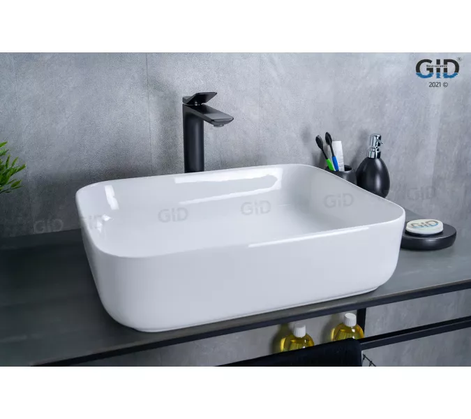 Накладная раковина для ванной Gid D1304 белая, Выбрать цвет: Белый, изображение 5