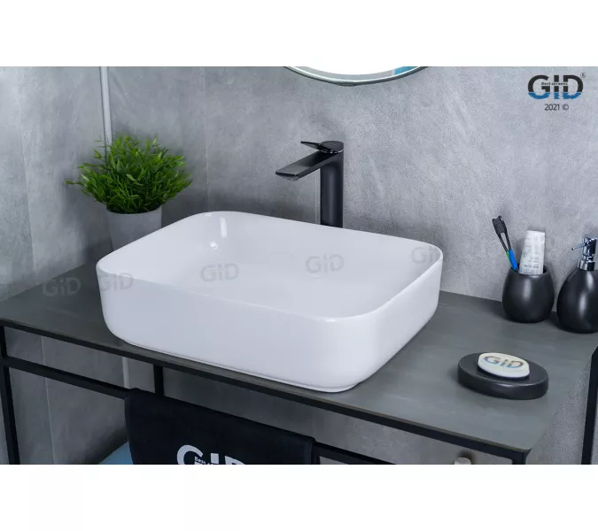 Накладная раковина для ванной Gid D1304 белая, Выбрать цвет: Белый, изображение 4