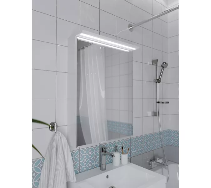 Зеркало-шкаф 1Marka Соната 60 1д с подсветкой, белый глянец