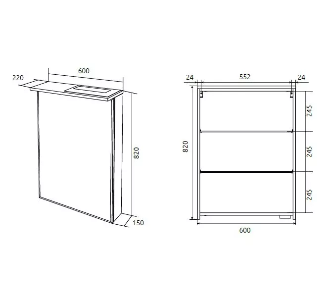 Зеркало-шкаф 1Marka Соната 60 1д с подсветкой, белый глянец, изображение 7