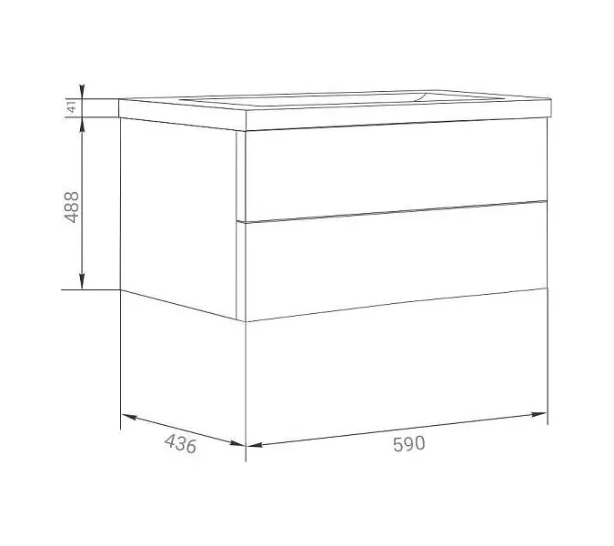 Тумба подвесная 1 Marka с 2 ящиками, ручки рейлинг, Выбрать размер: 60, Выбрать цвет: Белый, изображение 7