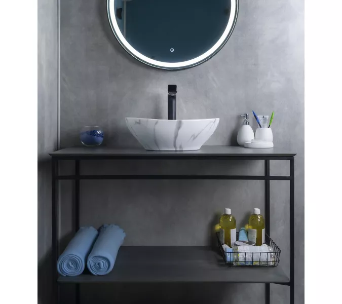 Накладная раковина для ванной Gid Mnc138C под камень, Выбрать цвет: Белый, изображение 3