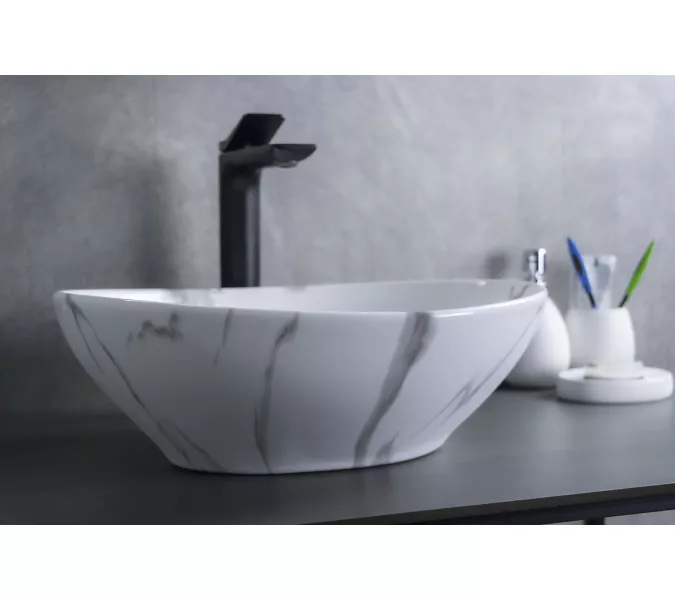 Накладная раковина для ванной Gid Mnc138C под камень, Выбрать цвет: Белый, изображение 2