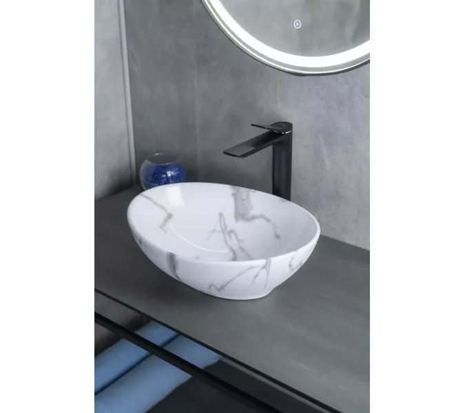 Накладная раковина для ванной Gid Mnc138C под камень, Выбрать цвет: Белый, изображение 4