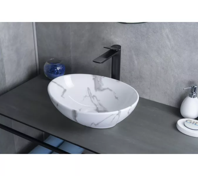 Накладная раковина для ванной Gid Mnc138C под камень, Выбрать цвет: Белый, изображение 5