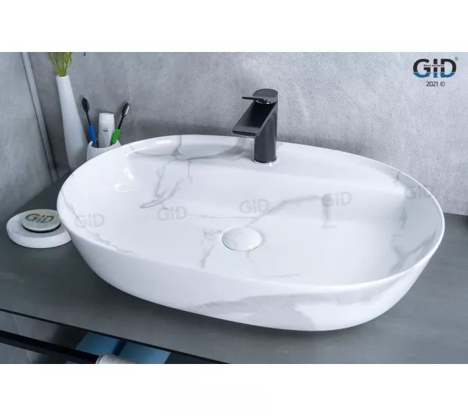 Накладная раковина для ванной Gid Mnc346C под камень, Выбрать цвет: Белый, изображение 4