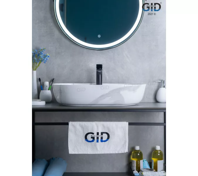 Накладная раковина для ванной Gid Mnc346C под камень, Выбрать цвет: Белый, изображение 3