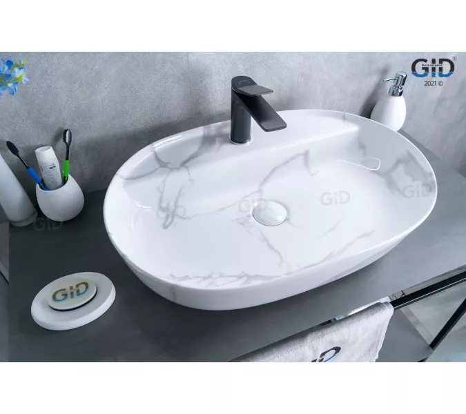 Накладная раковина для ванной Gid Mnc346C под камень, Выбрать цвет: Белый, изображение 2