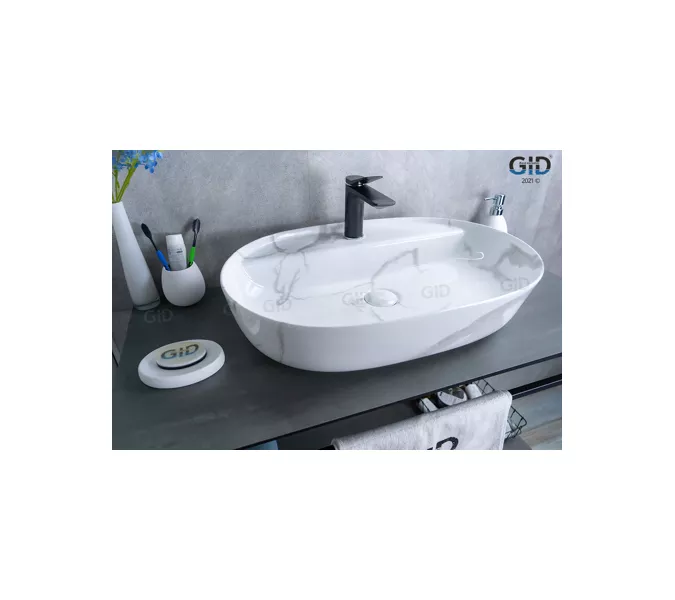 Накладная раковина для ванной Gid Mnc346C под камень, Выбрать цвет: Белый
