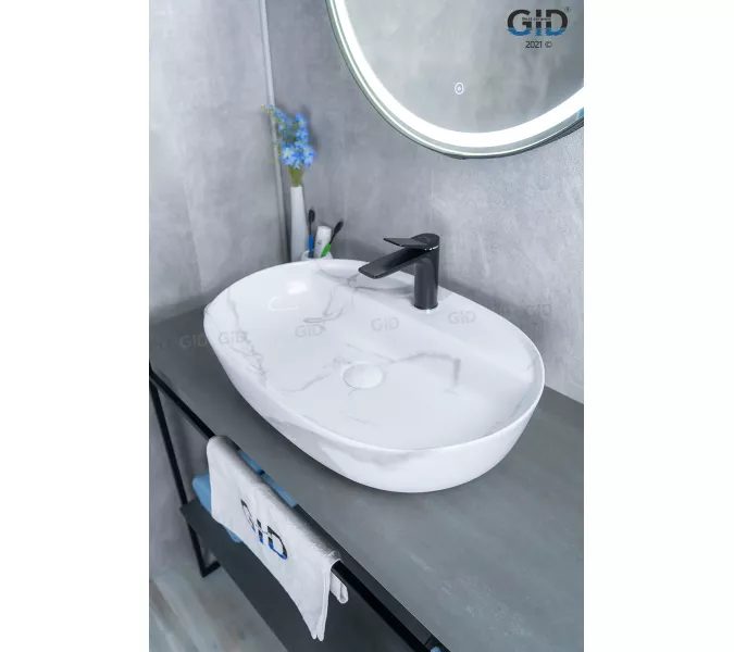 Накладная раковина для ванной Gid Mnc346C под камень, Выбрать цвет: Белый, изображение 5