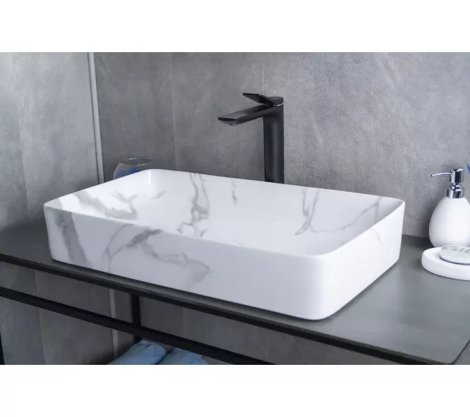 Накладная раковина для ванной Gid Mnc396C под камень, Выбрать цвет: Белый, изображение 4