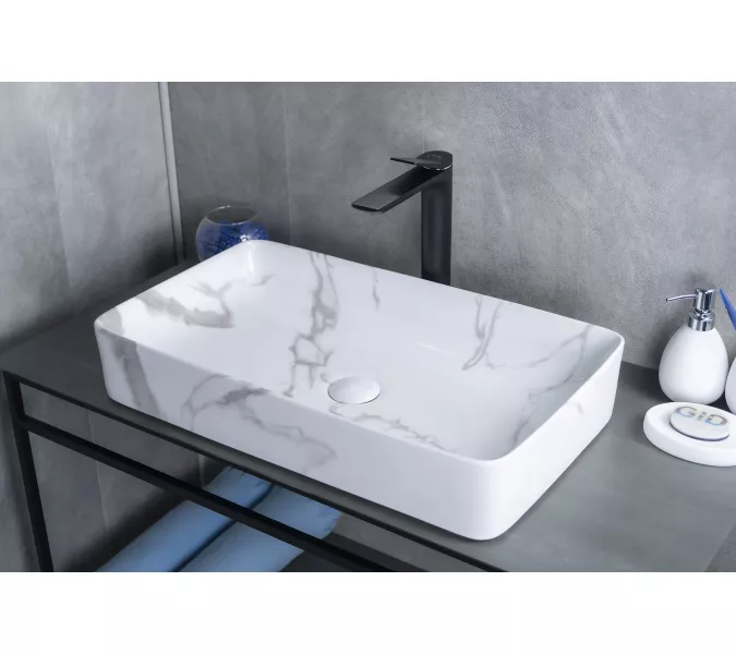 Накладная раковина для ванной Gid Mnc396C под камень, Выбрать цвет: Белый, изображение 5