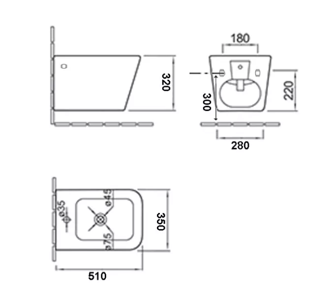 Биде подвесное ESBANO GARANT (White) 510x350x320, изображение 3