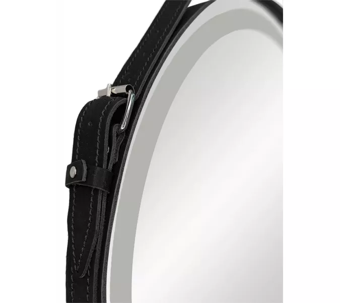 Зеркало ACWEN "Millenium Black Led" D-65 на ремне из натурал. кожи черного цвета, Выбрать цвет: Черный, изображение 7