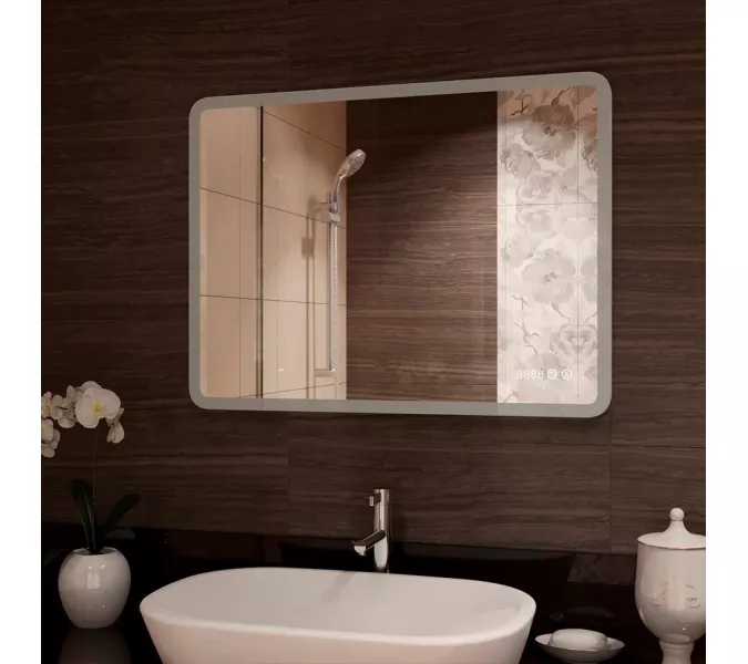 Зеркало ACWEN "Demure Led" с часами и подогревом, Выбрать размер: 80x60, изображение 5