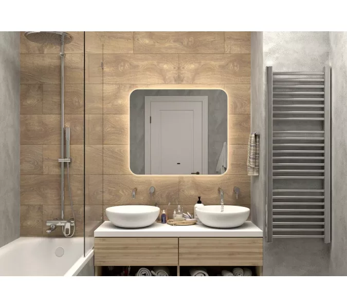 Зеркало ACWEN "Burzhe Led" 80х70 с бесконт.сенсором, комб.подсветка, подогрев, Тип: Зеркало с бесконтактным сенсором и подогревом, Выбрать размер: 80x70, изображение 6