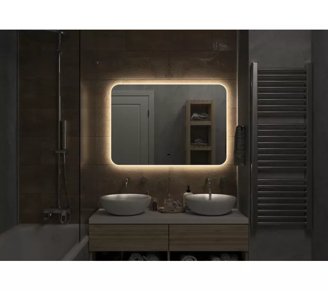 Зеркало ACWEN "Burzhe Led"  с бесконтактным сенсором, Внешний вид: горизонтальное, Выбрать размер: 100x70, изображение 4