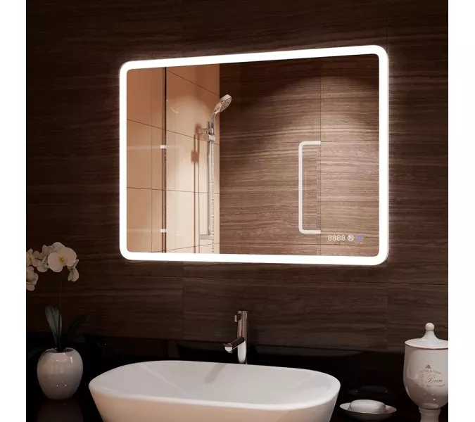 Зеркало ACWEN "Demure Led" с часами и подогревом, Выбрать размер: 80x60, изображение 3