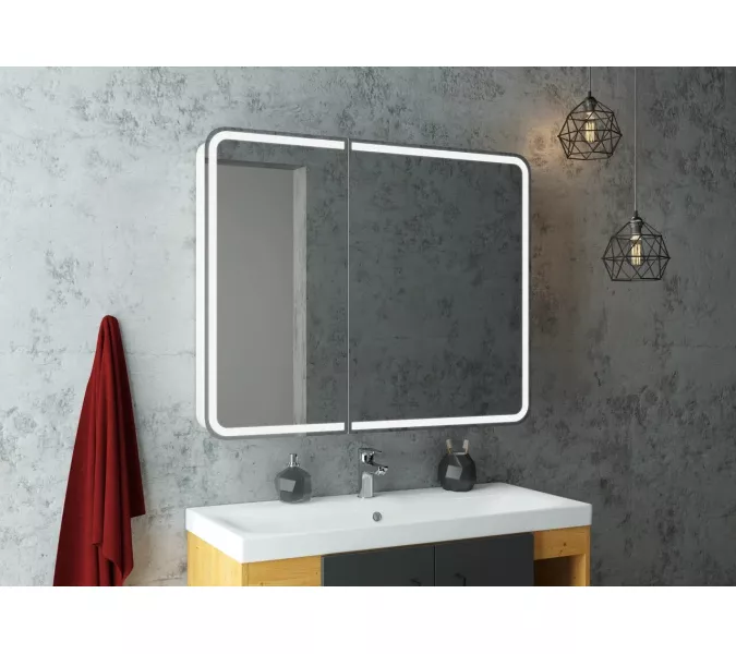 Зеркало-шкаф ACWEN "Elliott LED" 100х80 с датчиком движения, розеткой, изображение 5