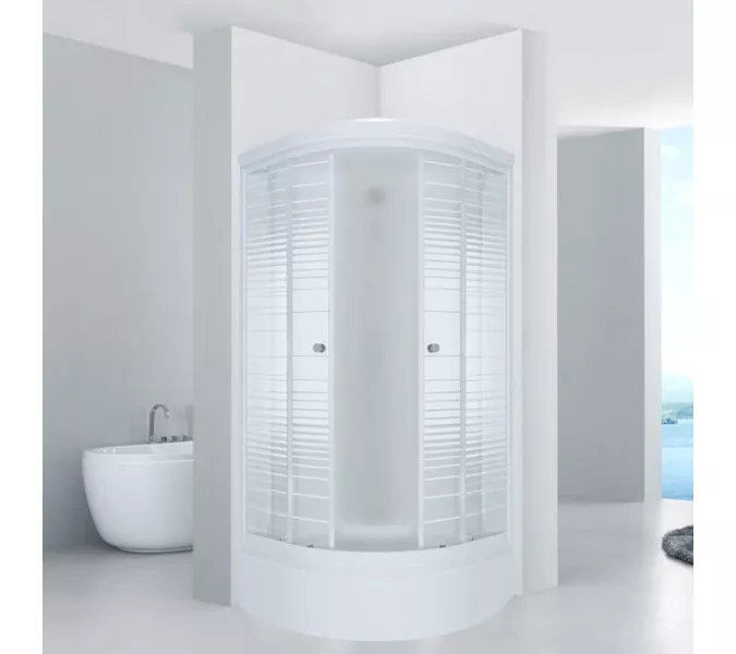 Душевое ограждение Triton ПОЛОСЫ  В (средний поддон), Цвет стекла: полосатое, Тип поддона: Средний, Выбрать размер: 90х90, изображение 2