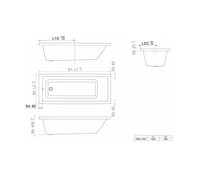Ванна акриловая Triton Аура, Выбрать размер: 150х70, изображение 6