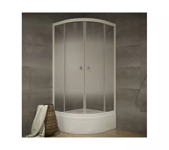 Душевое ограждение  Triton ЛАЙТ В (средний поддон), Цвет стекла: с рисунком, Цвет профиля: Белый, Тип поддона: Средний, Выбрать размер: 90х90