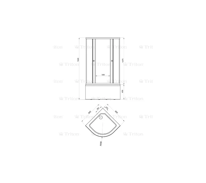 Душевое ограждение  Triton ЛАЙТ Б (высокий поддон) 90х90, Цвет стекла: с рисунком, Цвет профиля: Белый, Тип поддона: Высокий, Выбрать размер: 90х90, изображение 5