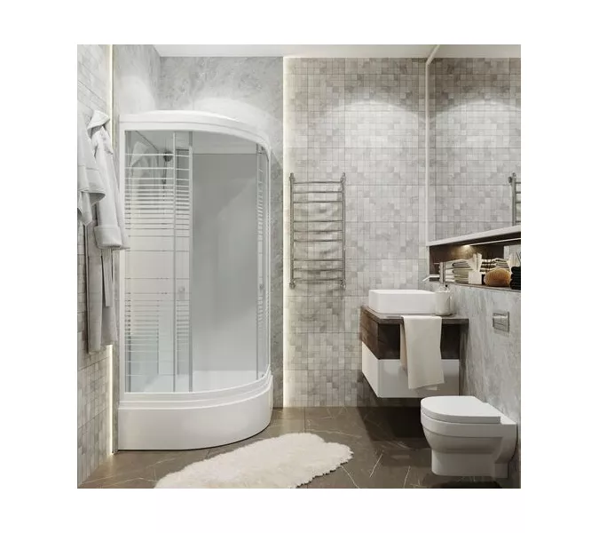 Душевая кабина Triton  А ПОЛОСЫ ( низкий поддон), Цвет стекла: полосатое, Цвет профиля: Белый, Тип поддона: Низкий, Выбрать размер: 90х90, изображение 2