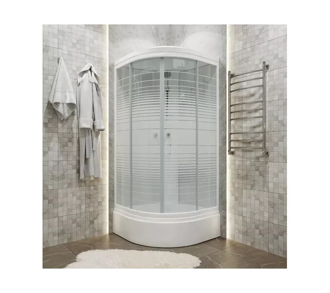 Душевая кабина Triton  А ПОЛОСЫ ( низкий поддон), Цвет стекла: полосатое, Цвет профиля: Белый, Тип поддона: Низкий, Выбрать размер: 90х90