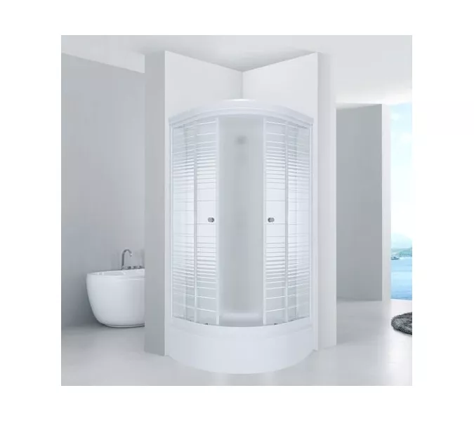 Душевое ограждение Triton ПОЛОСЫ  В (средний поддон), Цвет стекла: полосатое, Тип поддона: Средний, Выбрать размер: 100х100, изображение 2