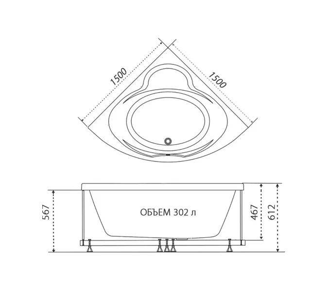 Ванна акриловая Triton Троя  150х150, изображение 5