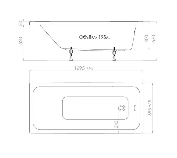 Ванна акриловая Triton Ультра, Выбрать размер: 170, изображение 13