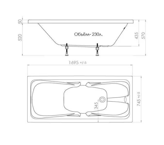 Ванна акриловая Triton Стандарт, Выбрать размер: 170х70, изображение 11