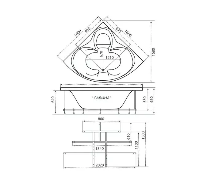 Ванна акриловая Triton Сабина 160х160, изображение 7