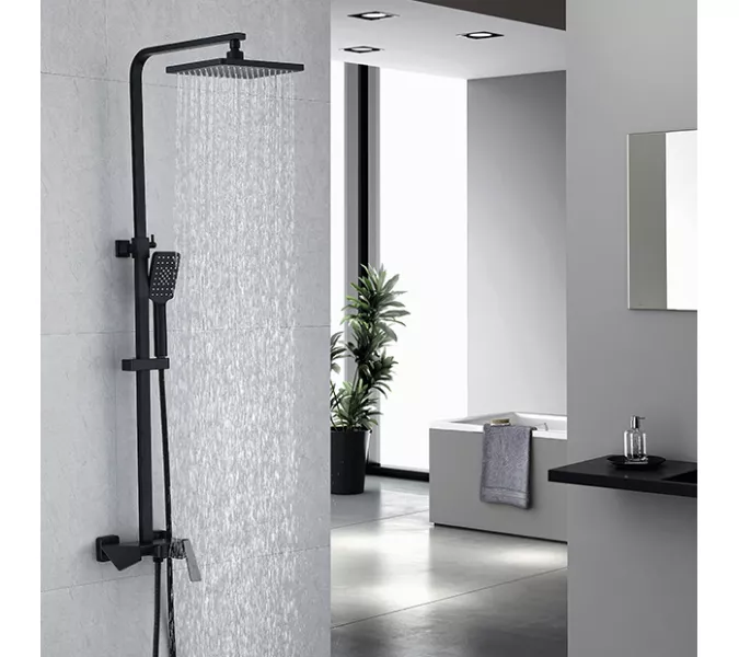 Душевая стойка ACWEN 1901В с изливом, черный матовый, Выбрать цвет:  черный матовый