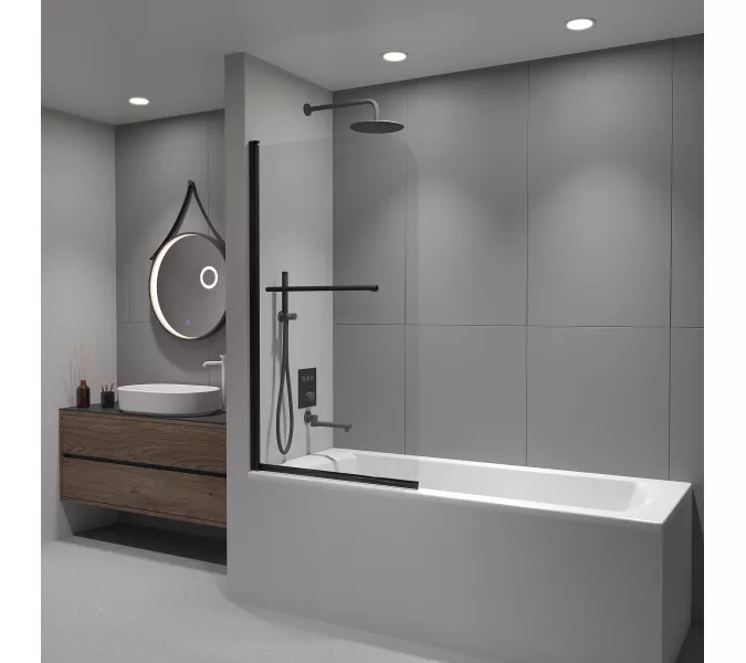 Шторка на ванну RGW SC-114B, Цвет стекла: прозрачное, Цвет профиля (вариация): Черный, Выбрать размер: 800