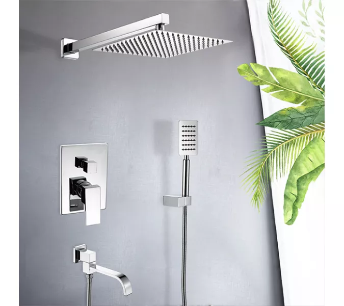 Душевая система ACWEN 6603A встраиваемая  с изливом, хром, Выбрать цвет: глянцевый хром