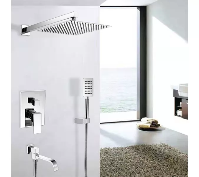 Душевая система ACWEN 6603A встраиваемая  с изливом, хром, Выбрать цвет: глянцевый хром, изображение 3