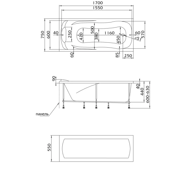 Ванна 1Marka CALYPSO 170x75, изображение 11